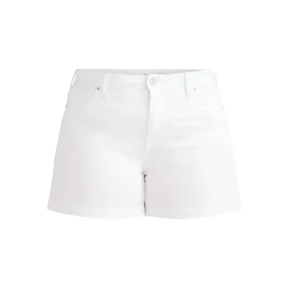 Terra & Sky Women's Plus Size Denim A-line Short, 5" Inseam, Size 24W, White - Picture 4 of 5